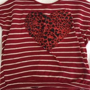 Timing red shirt with heart. Sz Small